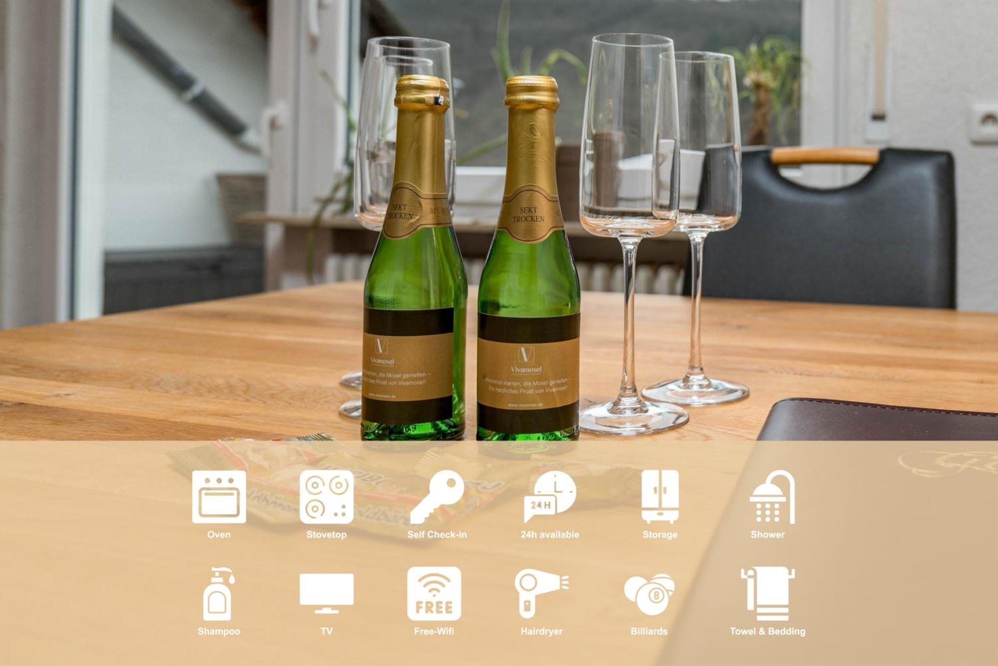 Riesling Appartement For 2 - 4 People - Billiards - Balcony With Mosel View - Parking - Wine Barrel Bar - Fully Equipped Kitchen - Netflix - Waiputv - 3 Km From Cochem Klotten Exterior photo